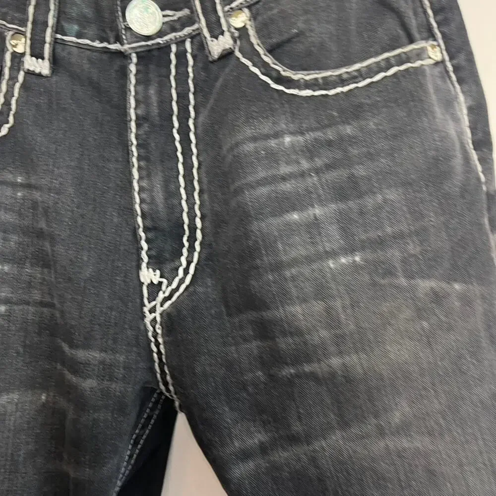Rock Revival X True Religion Smeat Vintage‎ Washed Embroidered Distressed Jeans